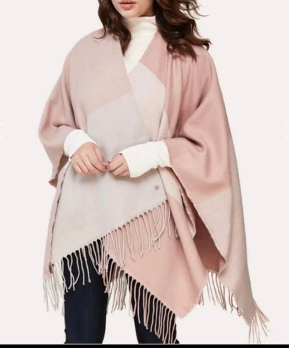 SOIA & KYO Woven Scarfigan with Fringe Cape Shawl